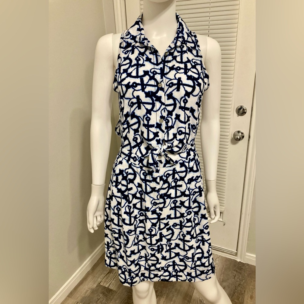 RACHEL ROY Dress Womens 2 Anchor Print Waist-cutouts Midi Fit & Flare Sz 4